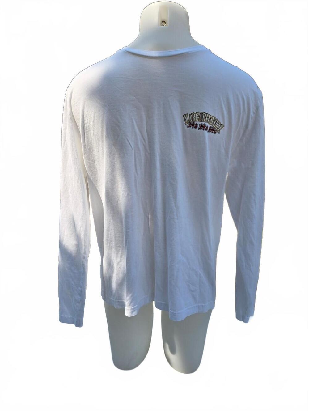 Margaritaville Men's Long Sleeve T-Shirt Large White Cotton Pirate Graphic